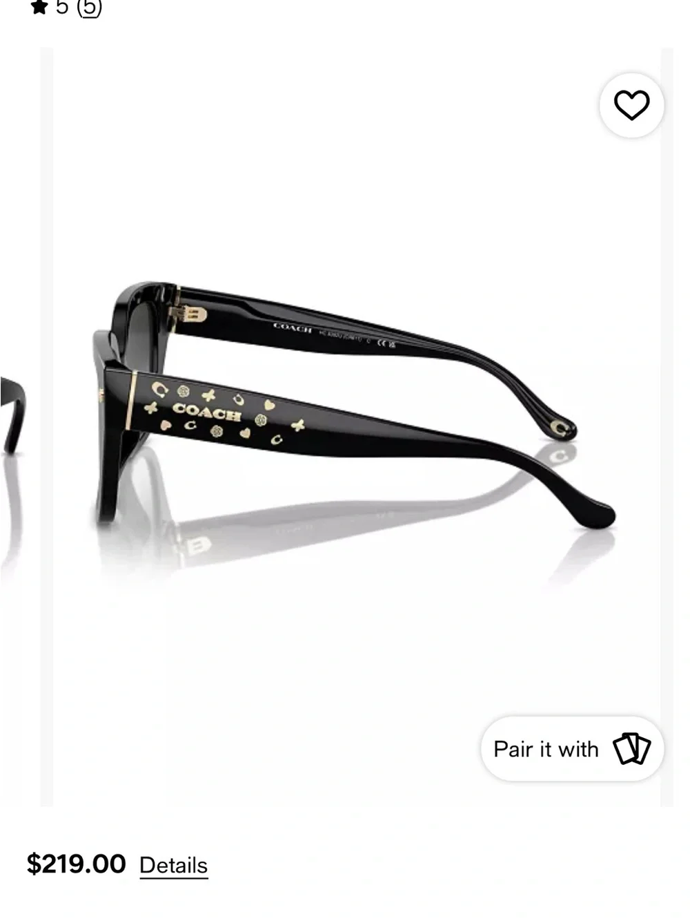 Coach Black Sunglasses with Gold Signature Stud Details